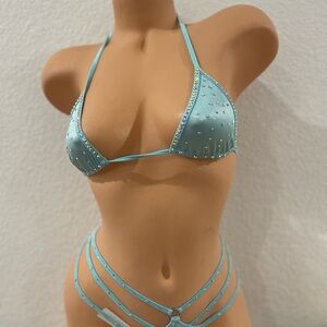 Elegant Blue Rhinestone Bikini